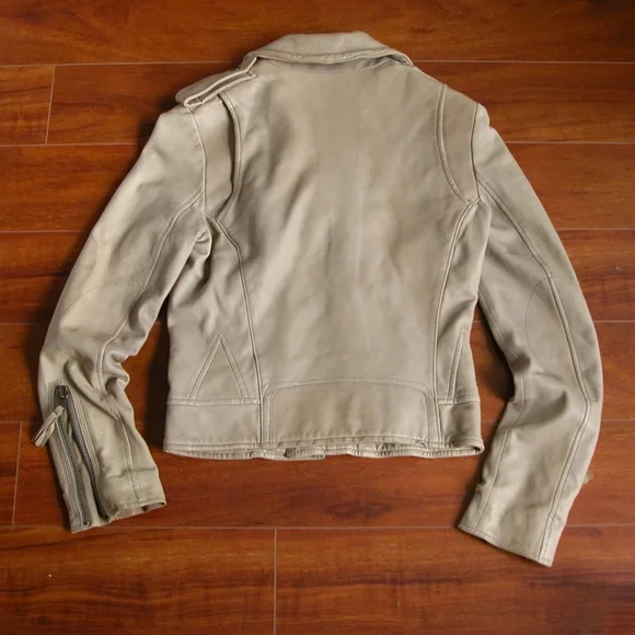 JOIE Sexy Beige Leather Moto Jacket Wms XS - Picture 2 of 8